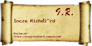 Incze Richárd névjegykártya